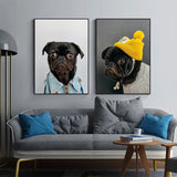 tableau chien bonnet jaune