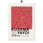 Tableau Yayoi Kusama abstrait rouge