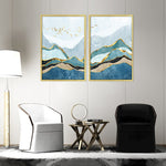 tableau peinture montagne bleue