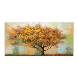 tableau peinture arbre feuilles jaunes