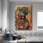 tableau africain femme de profil