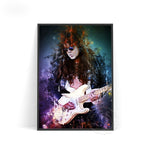 tableau guitariste fumée bleu et violette