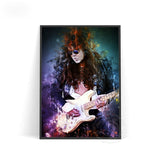 tableau guitariste fumée bleu et violette