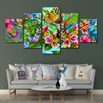 tableau papillon et fleurs