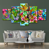 tableau papillon et fleurs