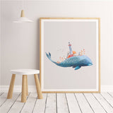 Nautical Lighthouse Painting Whale Shark Animal Art Print 