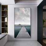 tableau pont en bois sur la mer