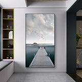 tableau pont en bois sur la mer