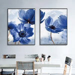 tableau peinture d’une fleur bleue