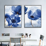 tableau peinture d’une fleur bleue