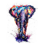 Tableau peinture multicolore éléphant