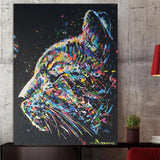 tableau peinture abstraite d’un chat