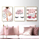 tableau faux cils femme rose