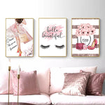 tableau rose avec des fleurs