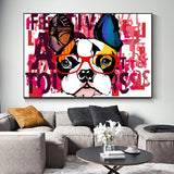 Tableau chien Abstrait lunette rouge