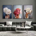 cadre cheveux femme fleurs blanches