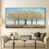 tableau peinture 3 arbres en or