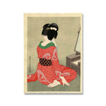 Affiche vintage japonaise femme robe rouge