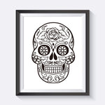 tableau skull mexicain fond blanc