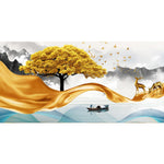 tableau peinture dorée d’un arbre