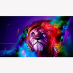 tableau peinture crinière lion colorée