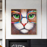 tableau chat avec des lunettes