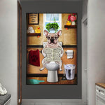 tableau chien aux toilettes