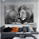 Tableau lion Couple noir et blanc