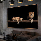 tableau nature lion et lionne