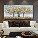 tableau peinture 3 arbres en or