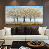 tableau peinture 3 arbres en or