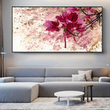 tableau peinture abstraite fleur rose
