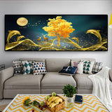 tableau dauphins et arbre en or