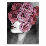 cadre femme fleurs roses