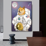 tableau peinture chien astronaute