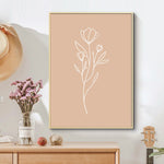 tableau fleur fond beige