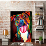 tableau multicolore gros chien