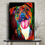 tableau multicolore gros chien