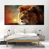 tableau lion et galaxie