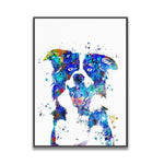 tableau abstrait chien violet