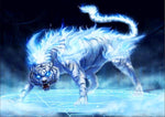 Affiche tigre maléfique bleu