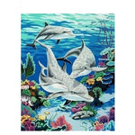 Affiche réaliste dauphins sous l’eau