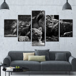 tableau photo lion et lionne noir et blanc