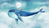 Blue Whale and Kid Anime Canvas Painting Modern Cartoon 