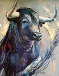Cadre vintage peinture taureau noir