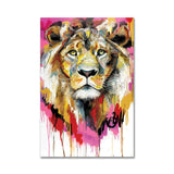poster lion 1 pièce Peinture rose