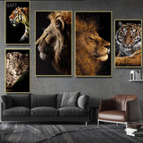 tableau roi de la savane fond noir