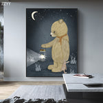 tableau ours petite lampe