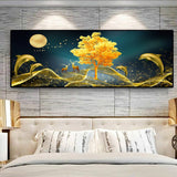 tableau dauphins et arbre en or