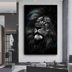 tableau lion 1 pièce Tache de peinture bleue